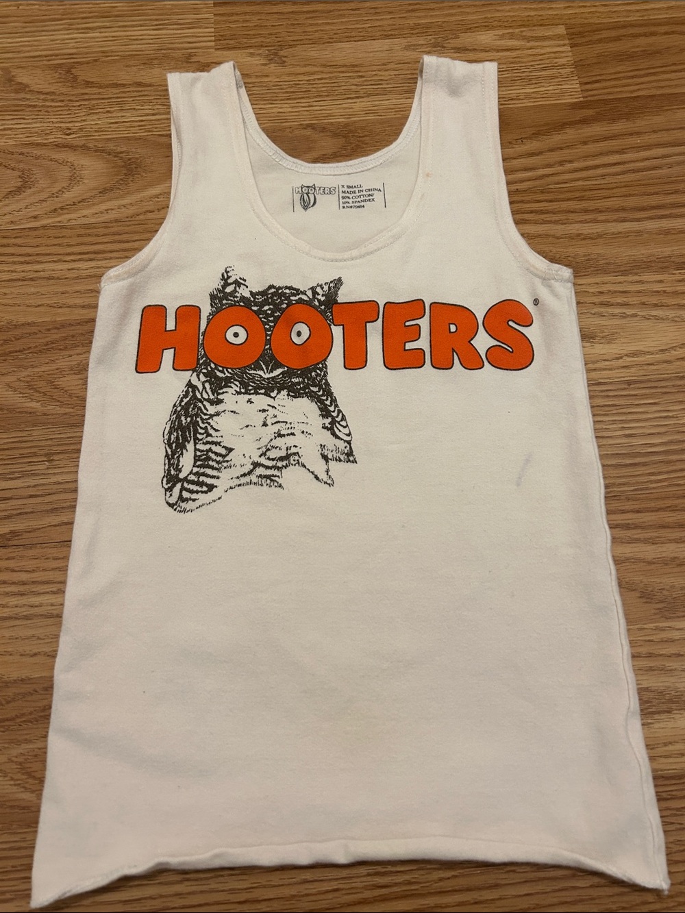 Hooters White Tank Top with Orange Logo